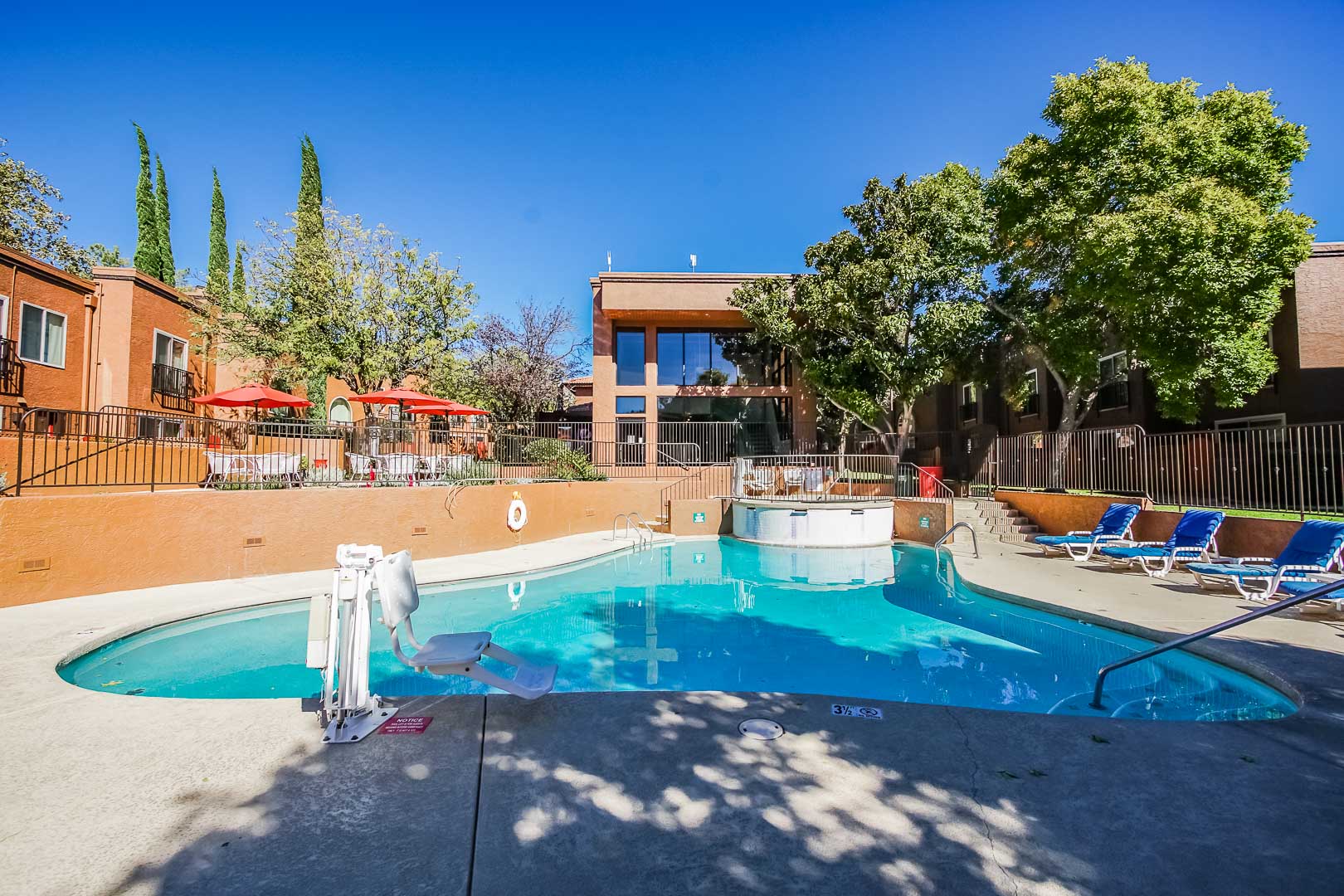 A crisp outdoor swimming pool at VRI's Villas of Sedona in Arizona.